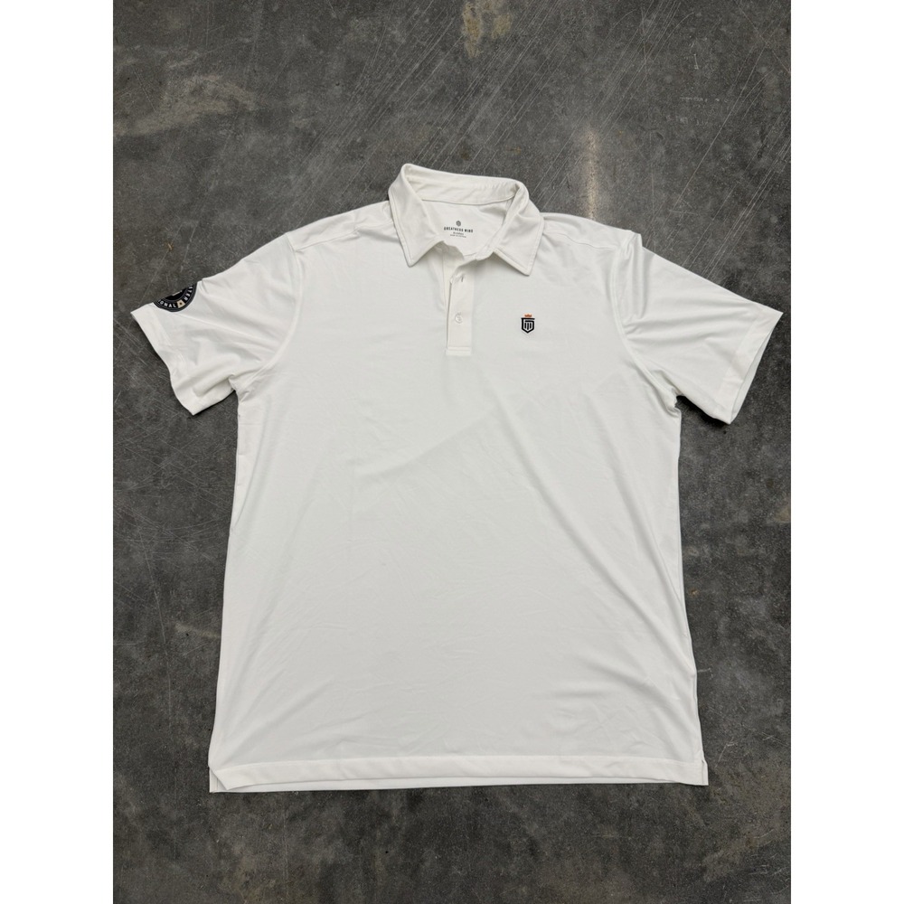 Greatness Wins Polo Mens XL White Short‎ Sleeve Golf Performance Derek Jeter